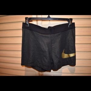 Black with gold shimmer Nike pro shorts size large